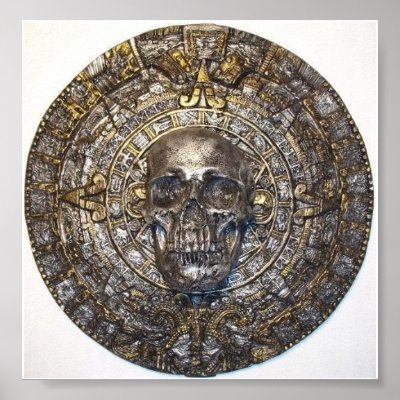 Aztec/Mayan Calendar With Skull Poster by pinturin_americo