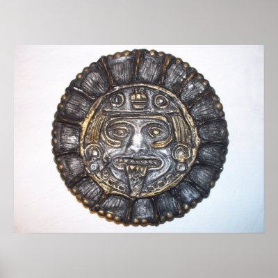 Aztec/Mayan Face in the Sun poster by pinturin_americo