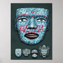 Aztec Mosaic Masks Poster