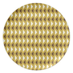 Aztec Native American Tribal Gold Brown Triangles Plate