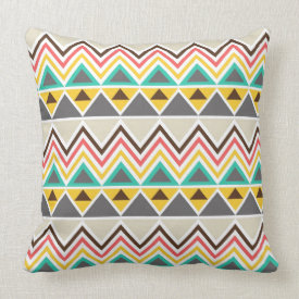 Aztec Native American Tribal ZigZags Triangles Pillows