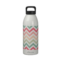 Aztec Pink Red Green Chevron Girly Pattern Drinking Bottles