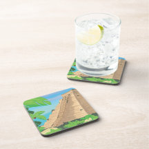 Aztec Pyramid Beverage Coasters