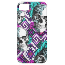 Aztec Rose skull on pixel pattern Iphone case. iPhone 5 Covers