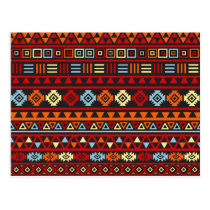 Aztec Style Pattern - Orange Yellow Blue Red & Blk Postcard