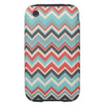 Aztec Tribal Chevron Zig Zag Pattern Red Blue Gray Tough iPhone 3 Covers