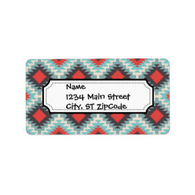 Aztec Tribal Native American Red Blue Pattern Personalized Address Label