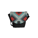 Aztec Tribal Native American Red Blue Pattern Messenger Bags