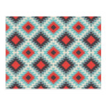 Aztec Tribal Native American Red Blue Pattern Post Card