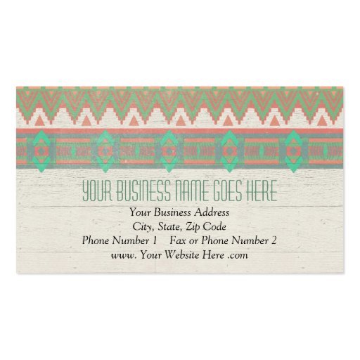 Aztec Tribal Native Pastel Peach/Aqua Business Card (front side)