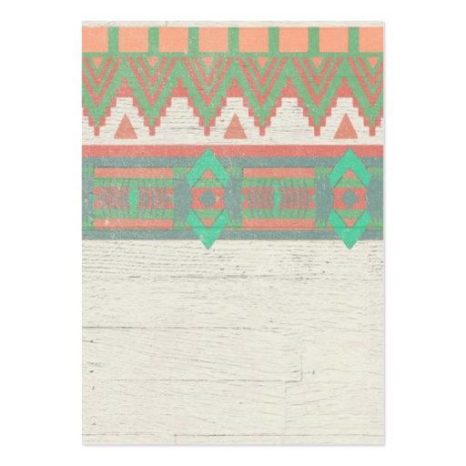 Aztec Tribal Native Pastel Peach/Aqua Business Card (back side)