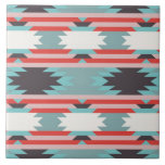 Aztec Tribal Pattern Native American Red Blue Tile