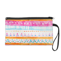 Aztec tribal watercolor pattern pink blue paint bagettes bags