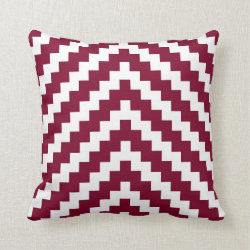 Aztec Zigzag in Cranberry Red and White Throw Pillow