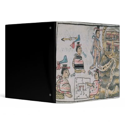 Aztecs consulting and following a map 3 ring binder by bridgemanart