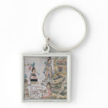 Aztecs consulting and following a map keychains
