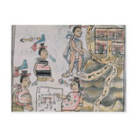 Aztecs consulting and following a map post cards