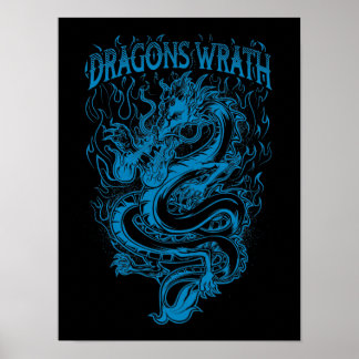 Azul de la cólera de los dragones póster