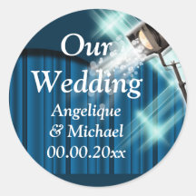 Azul de los pares de la invitación del boda de Hol Etiqueta