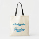 Azul del maestro de jardín de infancia bolsa lienzo