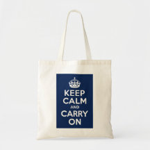 Azul marino guarde la calma y continúe bolsas