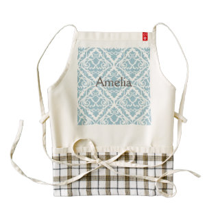 azules cielos, damascos del vintage, victorian, delantal zazzle HEART