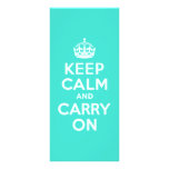 Azure and Turquoise Keep Calm and Carry On Custom Rack Card