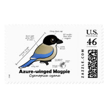 Azure-winged Magpie Statistics Stamps