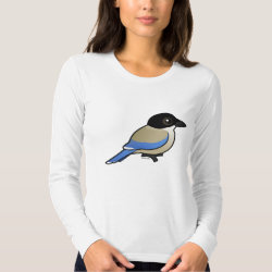 Azure-winged Magpie Women's American Apparel Fine Jersey Long Sleeve T-Shirt