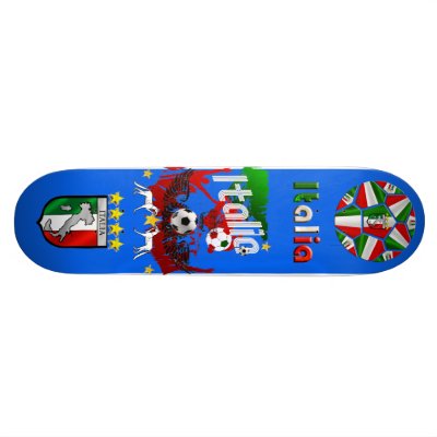 Azzurri blue, Italia panel ball Calcio Skateboard by Calcio