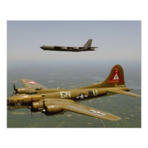 B17G and B52H Bombers in Flight Photo