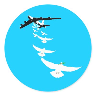 B52 Peace Dove Bomber Round Sticker by ArtLifeCafe
