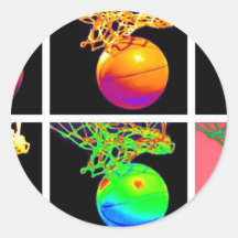 B-Ball Basketball Hoops Pop Art Round Sticker