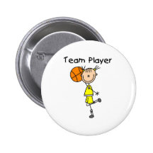 B-Ball Team Player Pinback Button