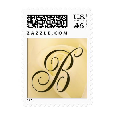 B - Custom Monogram Postage White Rose