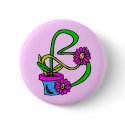 B - Flowers Monogram Button by elenaind B - Flowers Monogram Button