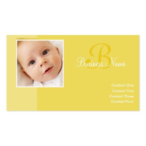 B for Baby Yellow Business Cards (front side)