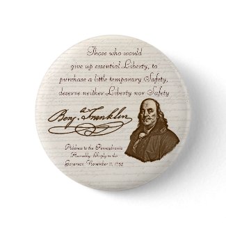 B. Franklin: Liberty & Safety - Button #2 button