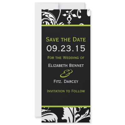 B&G Contemporary Damask Save the Date Skinny Announcements by designaline