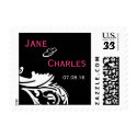 B&HP Damask Bride & Groom Graphic PostcardPostage stamp