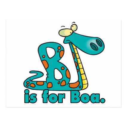 B is for boa constrictor silly snake cartoon postcard