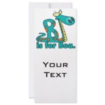 B is for boa constrictor silly snake cartoon customized rack card