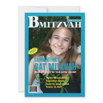 B Mitzvah Magazine Invitation in Turquoise