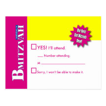 B Mitzvah Magazine Reply Card Postcards