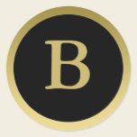 B :: Monogram B Elegant Gold and Black Stickers stickers