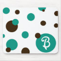 "B" monogram brown and turquoise dots mousepad by blessed0525 "B" monogram brown and turquoise dots mousepad