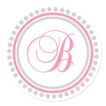 B Monogram (Pink / Silver Dot Circle) stickers