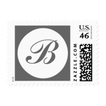 B Monogram Wedding Postage Stamp Grey Gray