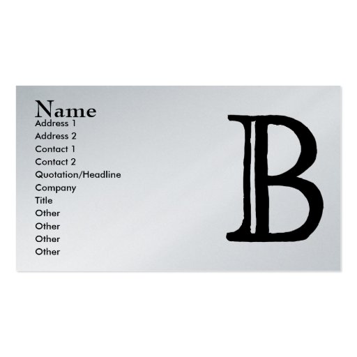 "B" Monogrammed Business Card (front side)
