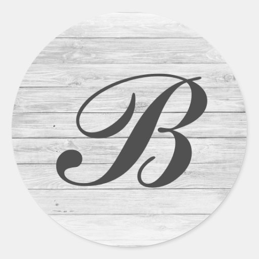 (B) Rustic Wood Monogram | Monogram Shop Classic Round Sticker | Zazzle